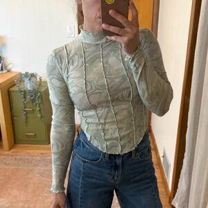 Forever 21 Green Marbled Psychedelic Mockneck Longsleeve